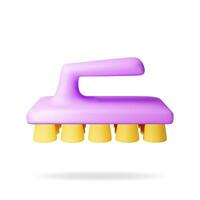 3D dry hand cleaning brush isolated. Render dry cleaning brush icon. House cleaning equipment. Household accessories. vector