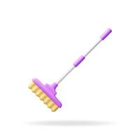 3d cleaning broom isolated on white. Render broom icon. House cleaning equipment. Household accessories. vector