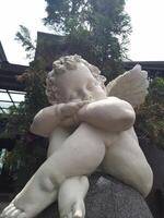 Statue of cute angel on the stairs photo