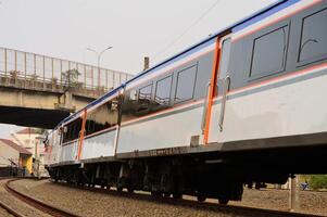 Commuter Line or electric train in Jakarta, Indonesia photo