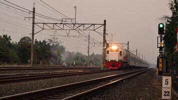 Commuter Line or electric train in Jakarta, Indonesia photo