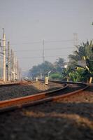 Commuter Line or electric train in Jakarta, Indonesia. photo