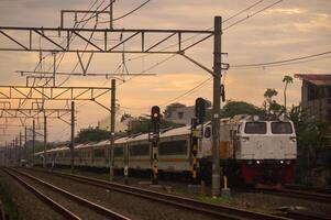Commuter Line or electric train in Jakarta, Indonesia photo