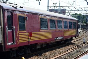 Commuter Line or electric train in Jakarta, Indonesia photo