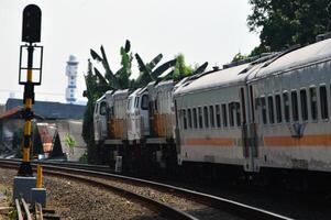 Commuter Line or electric train in Jakarta, Indonesia. photo