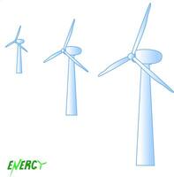 Aerial wind turbines, power generators, cartoon style, several pieces. illustration is a modern method of inexhaustible extraction of energy from the wind. Energy as a logo vector