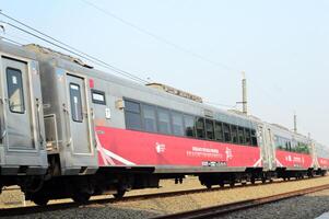 Commuter Line or electric train in Jakarta, Indonesia. photo