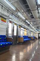 Interior Commuter Line or electric train in Jakarta, Indonesia photo