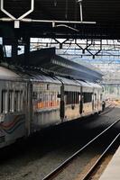 Commuter Line or electric train in Jakarta, Indonesia. photo