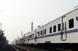 Commuter Line or electric train in Jakarta, Indonesia. photo