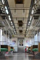 Interior Commuter Line or electric train in Jakarta, Indonesia photo