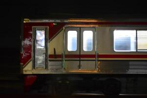 Commuter Line or electric train in Jakarta, Indonesia. photo