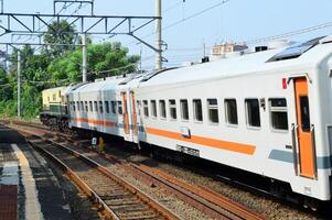 Commuter Line or electric train in Jakarta, Indonesia. photo