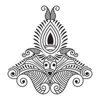 Traditional and Cultural Beautiful Alpona design, Rangoli, Alpona, Kolam, Paisley line art. vector