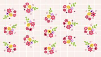 Colorful small flowers pattern background on peach color for textile, fabric, wallpaper vector