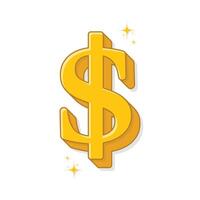 dólar acortar arte, oro gráfico icono dinero ilustración vector