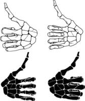 Thumbs up skeleton hand gesture set collection illustration issolated vector