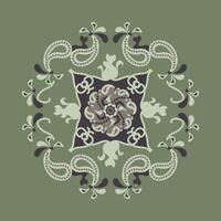 Cat Mandala. Pattern. Chocolate and Pistachio color. vector