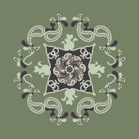 Cat Mandala. Pattern. Chocolate and Pistachio color. vector