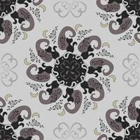 Seamless pattern. Cat Mandala with moon and lavender. vector