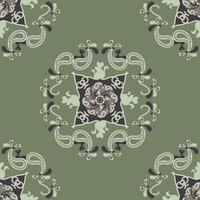 Seamless Pattern. Cat Mandala. Chocolate and Pistachio color. vector