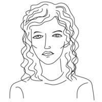 Pencil sketch of a girl on a white background in doodle style vector