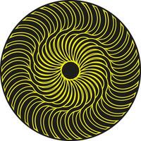 Round abstract spiral pattern made of dark and gold metal on a white background vector