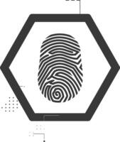 silhouette finger print hexagon shape black color only vector