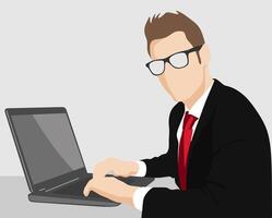 Man work in laptop for background vector