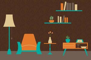 Sofa with lamp in leaving room for background vector