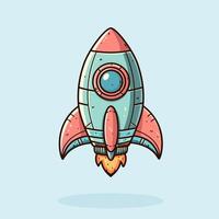 Rocket cartoon in colored style vector