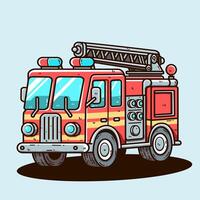 Fire truck cartoon in colored style vector