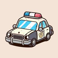 policía coche dibujos animados de colores estilo vector