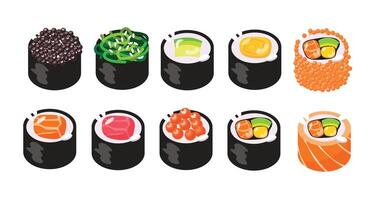 set of Sushi rolls vector