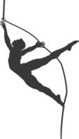 silhouette gymnast athlete man in action black color only vector