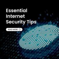 Black Simple Internet Security Tips Linkedin Post template