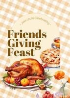 Thanksgiving Invitation Card with Friends template