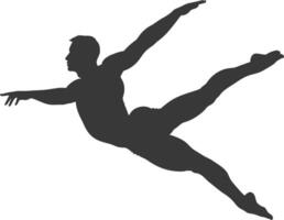 silueta gimnasta atleta hombre en acción negro color solamente vector