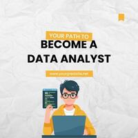 Black Yellow Minimalist Illustration Data Analyst Linkedin Post template