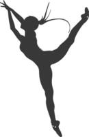 silhouette gymnast athlete woman in action black color only vector