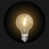 a light bulb with a dark background and a round circle around it. vector
