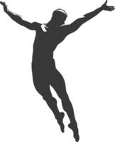 silhouette gymnast athlete man in action black color only vector