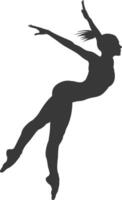 silhouette gymnast athlete woman in action black color only vector