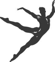 silhouette gymnast athlete man in action black color only vector