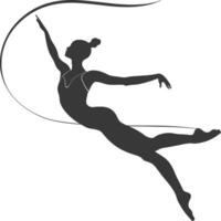 silhouette gymnast athlete woman in action black color only vector
