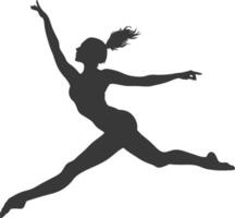 silhouette gymnast athlete woman in action black color only vector