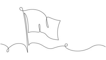 Flag one line abstract drawing Minimal black and white single line art style illustration vector