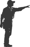 Silhouette zookeeper in action black color only vector