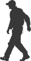 Silhouette zookeeper in action black color only vector