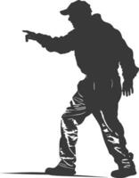 Silhouette zookeeper in action black color only vector